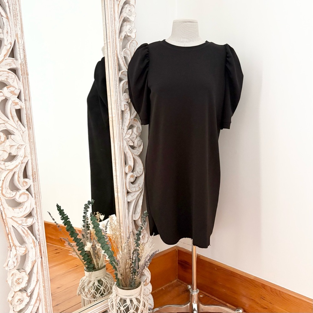 Zara Black Dress with Puff Sleeves